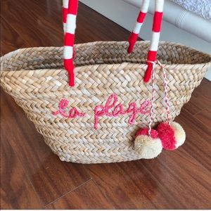 Embroidered Kayu woven straw beach/pool tote/bag